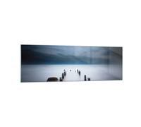 Cuadro Sobre Vidrio 160x50cm Cuadros Pared Rompeolas Niebla Noche Wall Art