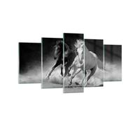 Cuadro Sobre Vidrio 160x85cm Cuadros Pared Andaluz Caballos Galope Wall Art