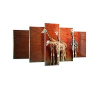 Cuadro Sobre Vidrio 160x85cm Cuadros Pared Animales jirafas zoológico familia