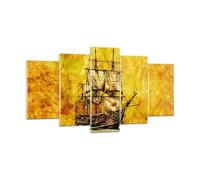 Cuadro Sobre Vidrio 160x85cm Cuadros Pared Barco pirata océano tesoro Wall Art