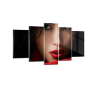 Cuadro Sobre Vidrio 160x85cm Cuadros Pared Belleza morena eleganc niña Wall Art