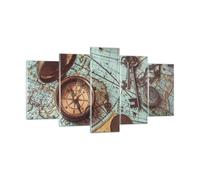 Cuadro Sobre Vidrio 160x85cm Cuadros Pared Brújula Vintage Mapa Wall Art Prints