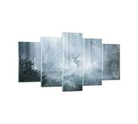 Cuadro Sobre Vidrio 160x85cm Cuadros Pared Ciervo Bosque Amanecer Wall Art