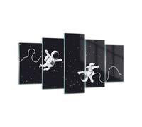 Cuadro Sobre Vidrio 160x85cm Cuadros Pared Dibujos animados astronautas cosmos