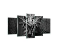 Cuadro Sobre Vidrio 160x85cm Cuadros Pared Dragón criatura escalas Wall Art