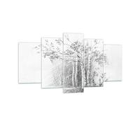 Cuadro Sobre Vidrio 160x85cm Cuadros Pared Esbozo Bosque Abedul Wall Art Prints