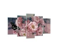 Cuadro Sobre Vidrio 160x85cm Cuadros Pared Flores Mariposa Nubes Wall Art Prints