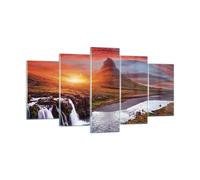 Cuadro Sobre Vidrio 160x85cm Cuadros Pared Kirkjufell Cascada Montaña Wall Art