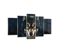 Cuadro Sobre Vidrio 160x85cm Cuadros Pared Lobo Oscuro Gráficos Wall Art Prints