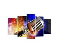 Cuadro Sobre Vidrio 160x85cm Cuadros Pared Micrófono música cantante Wall Art