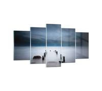 Cuadro Sobre Vidrio 160x85cm Cuadros Pared Rompeolas Niebla Noche Wall Art