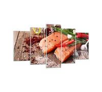 Cuadro Sobre Vidrio 160x85cm Cuadros Pared Salmón pescado comida cocina Wall Art