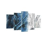Cuadro Sobre Vidrio 160x85cm Cuadros Pared Saxofón Músico Dibujo Wall Art Prints