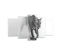 Cuadro Sobre Vidrio 160x85cm Cuadros Pared Tigre Monocromo Retrato Wall Art