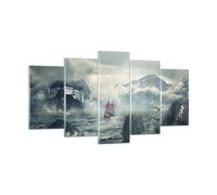 Cuadro Sobre Vidrio 160x85cm Cuadros Pared Tormenta Montañas Velero Wall Art