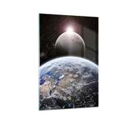 Cuadro Sobre Vidrio 70x100cm Cuadros Apocalipsis Meteorito Estrellas Planeta