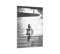 Cuadro Sobre Vidrio 70x100cm Cuadros Pared Blanco Y Negro Ciclista Soledad Art