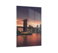 Cuadro Sobre Vidrio 70x100cm Cuadros Pared Nuevo york puente noche Wall Art