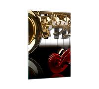 Cuadro Sobre Vidrio 70x100cm Cuadros Pared Piano claves música instrumentos Art