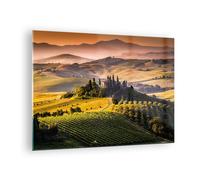 Cuadro Sobre Vidrio 70x50cm Cuadros Pared Agricultura granja toscana viña Art
