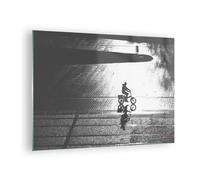 Cuadro Sobre Vidrio 70x50cm Cuadros Pared Blanco Y Negro Ciclista Soledad Art