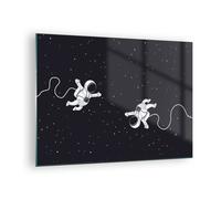 Cuadro Sobre Vidrio 70x50cm Cuadros Pared Dibujos animados astronautas cosmos