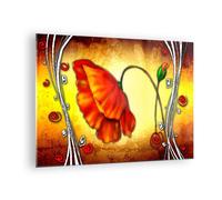 Cuadro Sobre Vidrio 70x50cm Cuadros Pared Flor líneas marcas Wall Art Prints
