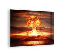 Cuadro Sobre Vidrio 70x50cm Cuadros Pared Guerra bomba nuclear seta apocalipsis