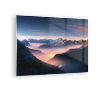Cuadro Sobre Vidrio 70x50cm Cuadros Pared Montañas Nubes Niebla Wall Art Prints