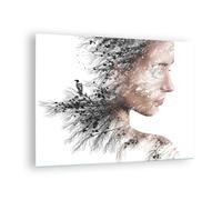 Cuadro Sobre Vidrio 70x50cm Cuadros Pared Mujer Doble Exposición Wall Art Prints