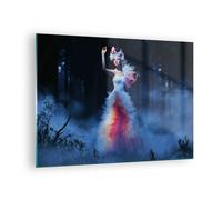 Cuadro Sobre Vidrio 70x50cm Cuadros Pared Mujer misterio noche bosque Wall Art