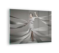 Cuadro Sobre Vidrio 70x50cm Cuadros Pared Mujer modelo rayas las emociones Art