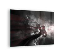 Cuadro Sobre Vidrio 70x50cm Cuadros Pared Músico Saxofonista Negro Wall Art