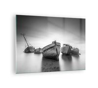 Cuadro Sobre Vidrio 70x50cm Cuadros Pared Łódź Naufragio Barco Wall Art Prints