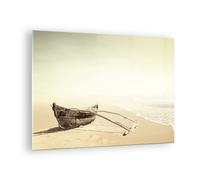 Cuadro Sobre Vidrio 70x50cm Cuadros Pared Łódź Naufragio Mar Wall Art Prints