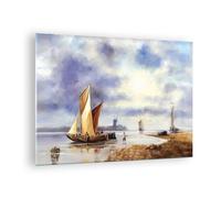 Cuadro Sobre Vidrio 70x50cm Cuadros Pared Pescador Barco Abanico Wall Art Prints