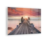 Cuadro Sobre Vidrio 70x50cm Cuadros Pared Puente Madera Paseo Wall Art Prints