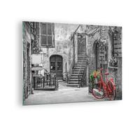 Cuadro Sobre Vidrio 70x50cm Cuadros Pared rojo bicicleta avenida Wall Art Prints