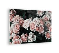 Cuadro Sobre Vidrio 70x50cm Cuadros Pared rosas flores hojas Wall Art Prints