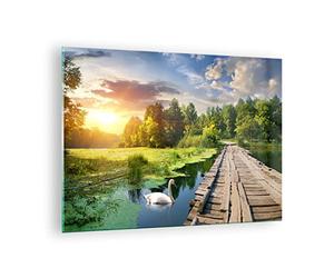 Cuadro sobre Vidrio 70x50cm Moderno Horizontal Paisajes Puentes - 3179
