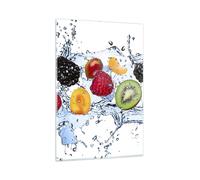 Cuadro Sobre Vidrio 80x120cm Cuadros Pared Agua frutas alimentos frescos Art