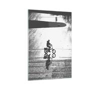 Cuadro Sobre Vidrio 80x120cm Cuadros Pared Blanco Y Negro Ciclista Soledad Art