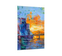 Cuadro Sobre Vidrio 80x120cm Cuadros Pared Ciudad Puente Empasto Wall Art Prints