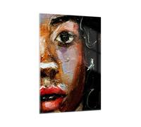 Cuadro Sobre Vidrio 80x120cm Cuadros Pared Empasto Retrato Africano Wall Art