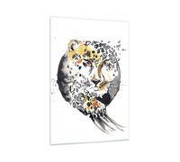 Cuadro Sobre Vidrio 80x120cm Cuadros Pared Gato orbe fauna guepardo Wall Art