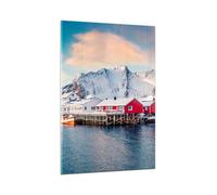 Cuadro Sobre Vidrio 80x120cm Cuadros Pared Lofoten Aldea Pesca Wall Art Prints