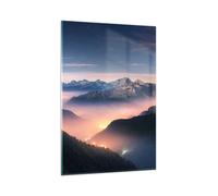 Cuadro Sobre Vidrio 80x120cm Cuadros Pared Montañas Nubes Niebla Wall Art Prints