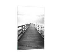 Cuadro Sobre Vidrio 80x120cm Cuadros Pared Muelle Perspectiva Blanco Y Negro Art