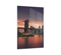 Cuadro Sobre Vidrio 80x120cm Cuadros Pared Nuevo york puente noche Wall Art