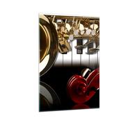 Cuadro Sobre Vidrio 80x120cm Cuadros Pared Piano claves música instrumentos Art